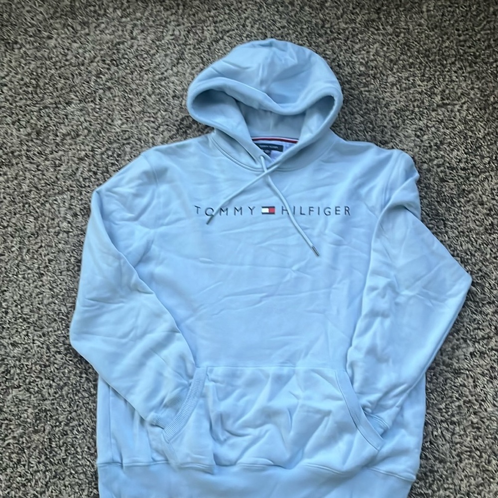 Baby blue midweight hooded sweatshirt